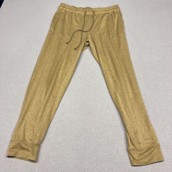 Nike Yoga Joggers Mens Large Gold Tapered Athletic Pants Stretch Athleisure - Picture 1 of 9